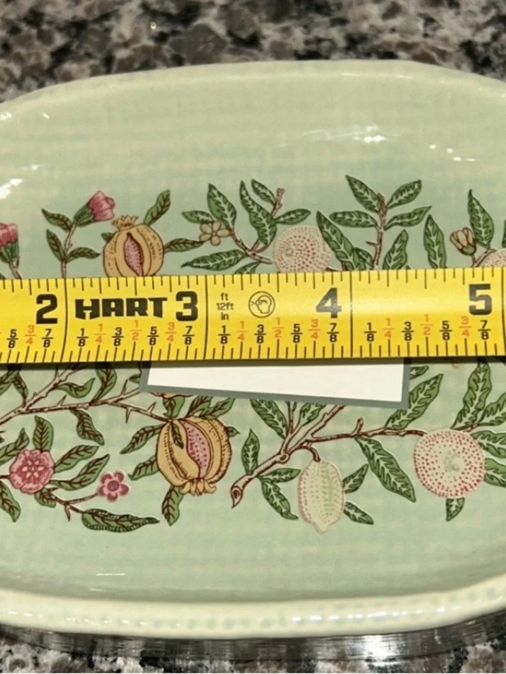 Large MORRIS & CO. Green Floral Fruit Burlap-Look Oval Ceramic Soap Dish NEW